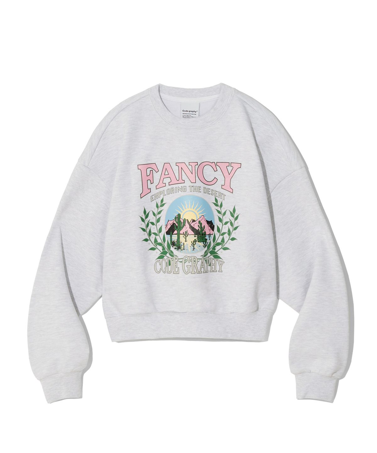 코드그라피(CGP) (우먼) 헤비웨이트 FANCY 크롭 맨투맨_멜란지그레이