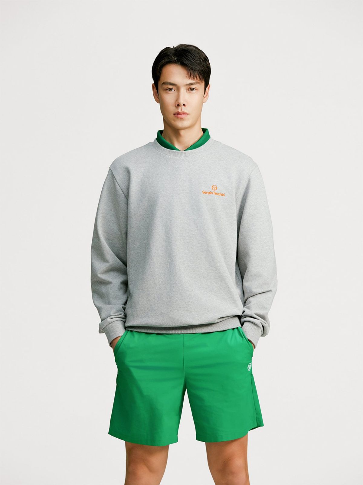 세르지오 타키니(SERGIO TACCHINI) U 데일리 백아트웍 맨투맨 (Melange Grey)