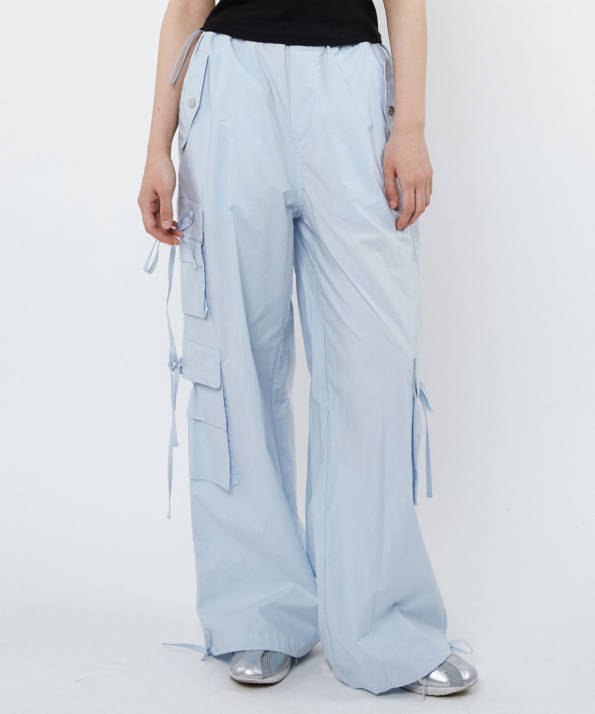 핍펫(PIPPET) Cotton Ribbon Cargo Pants (sky blue)