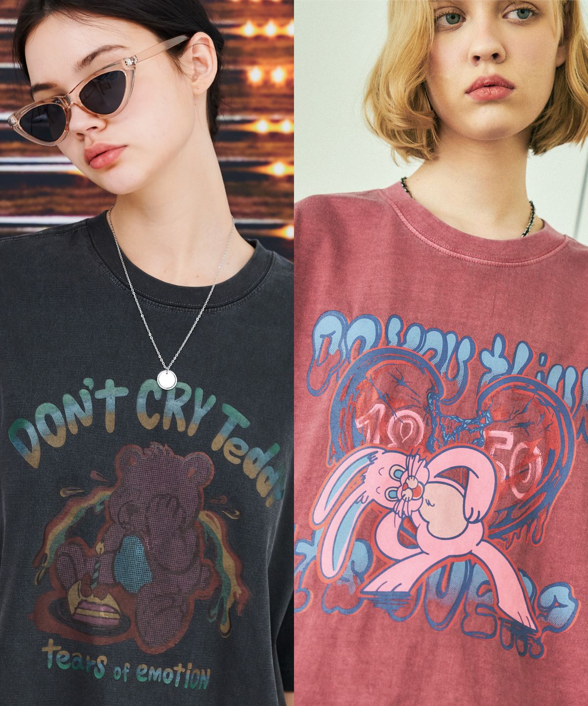 꼼파뇨(CPGN STUDIO) [2PACK] Dont Cry Teddy + Mad hoppi 피그먼트 반팔티