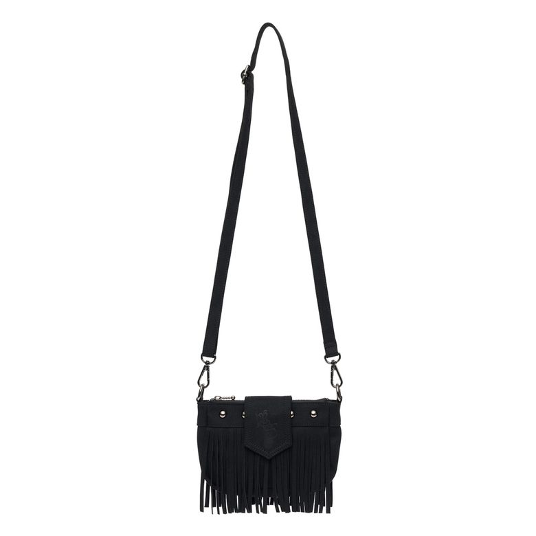 Suede Fringe Mini Bag Black