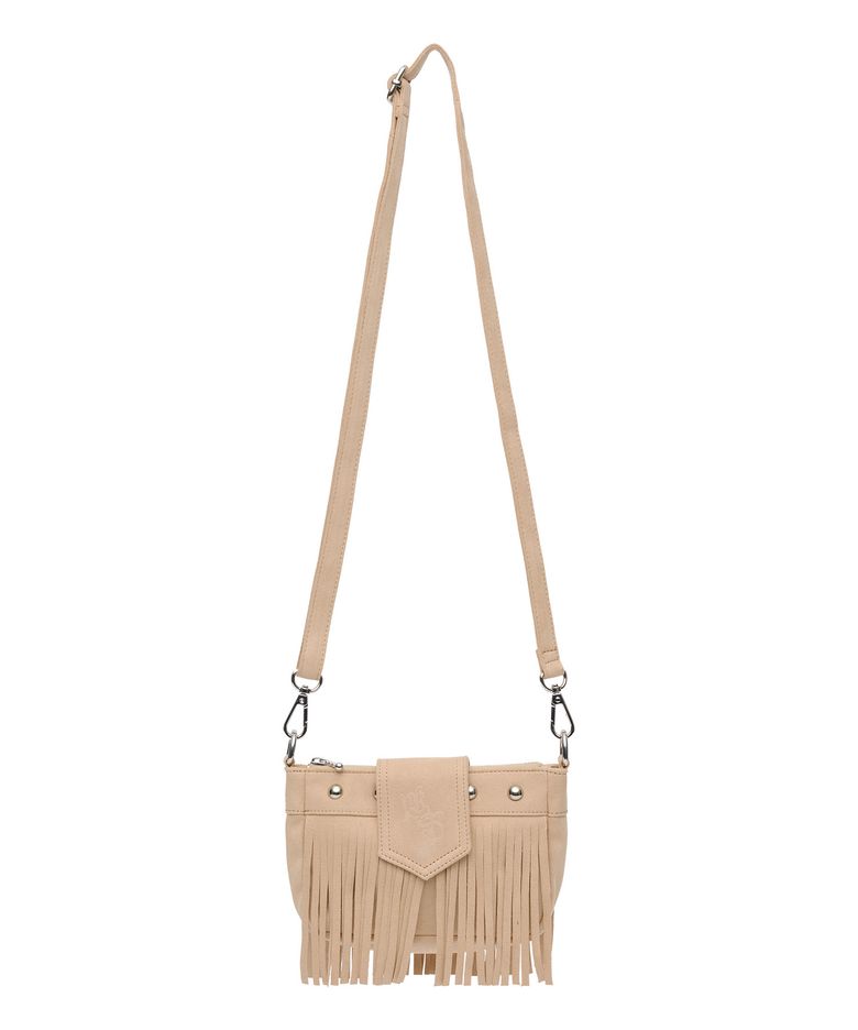 Suede Fringe Mini Bag Coral Beige
