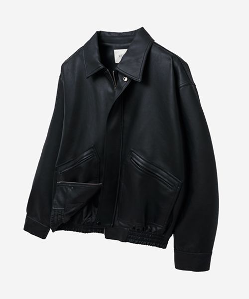 MUSINSA | PLACE STUDIO Vegan Leather Overfit Blouson [Black]