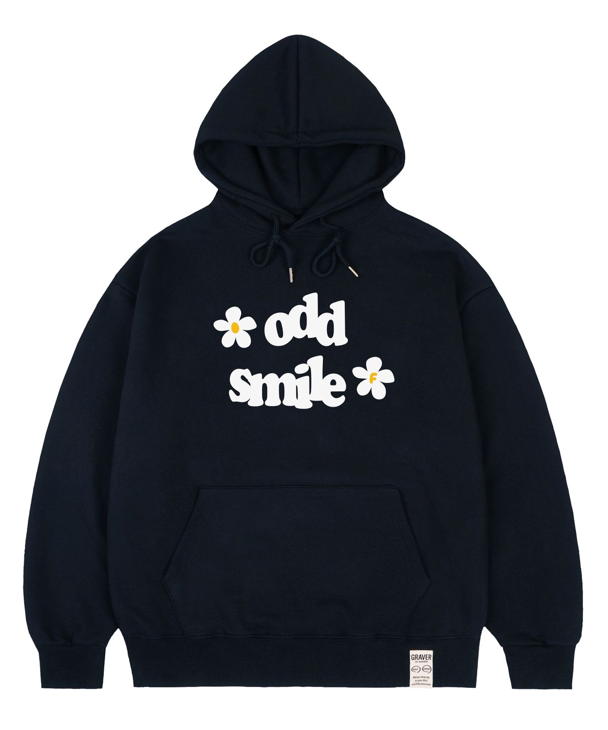 그레이버(GRAVER) [UNISEX]oddsmile로고 플라워 후드티_네이비