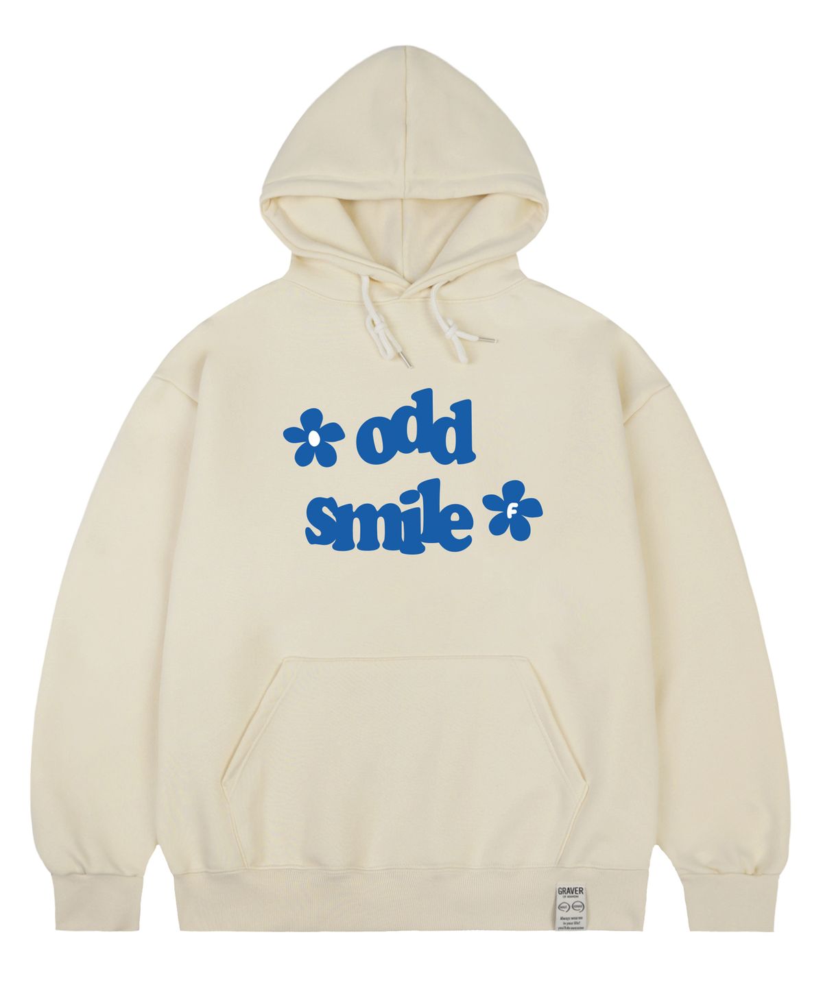 그레이버(GRAVER) [UNISEX]oddsmile로고 플라워 후드티_크림