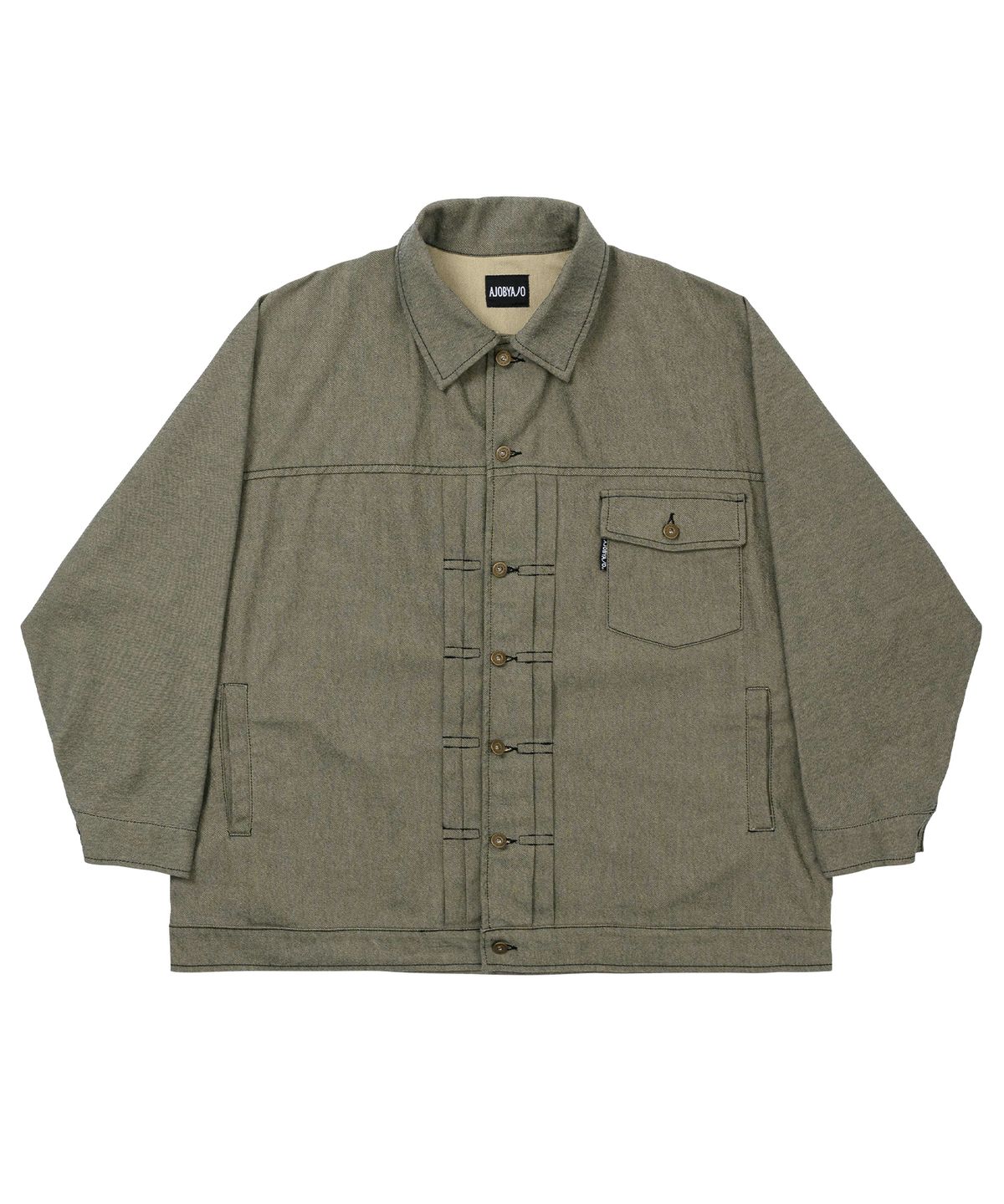 아조바이아조(AJOBYAJO) Batwing Two-Tone Twill Jacket [KHAKI]
