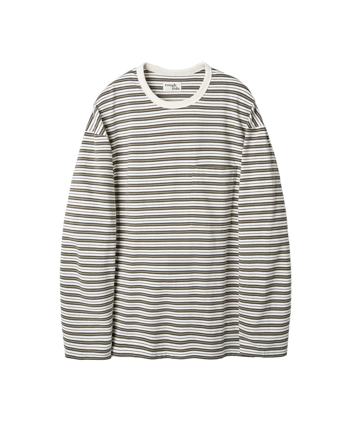러프사이드(ROUGHSIDE) Multi Stripe Long Sleeve Olive