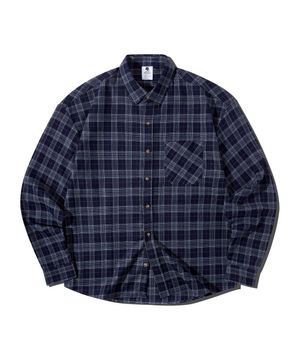 OMBRE 체크 오버핏 긴팔셔츠 GLS-704_네이비