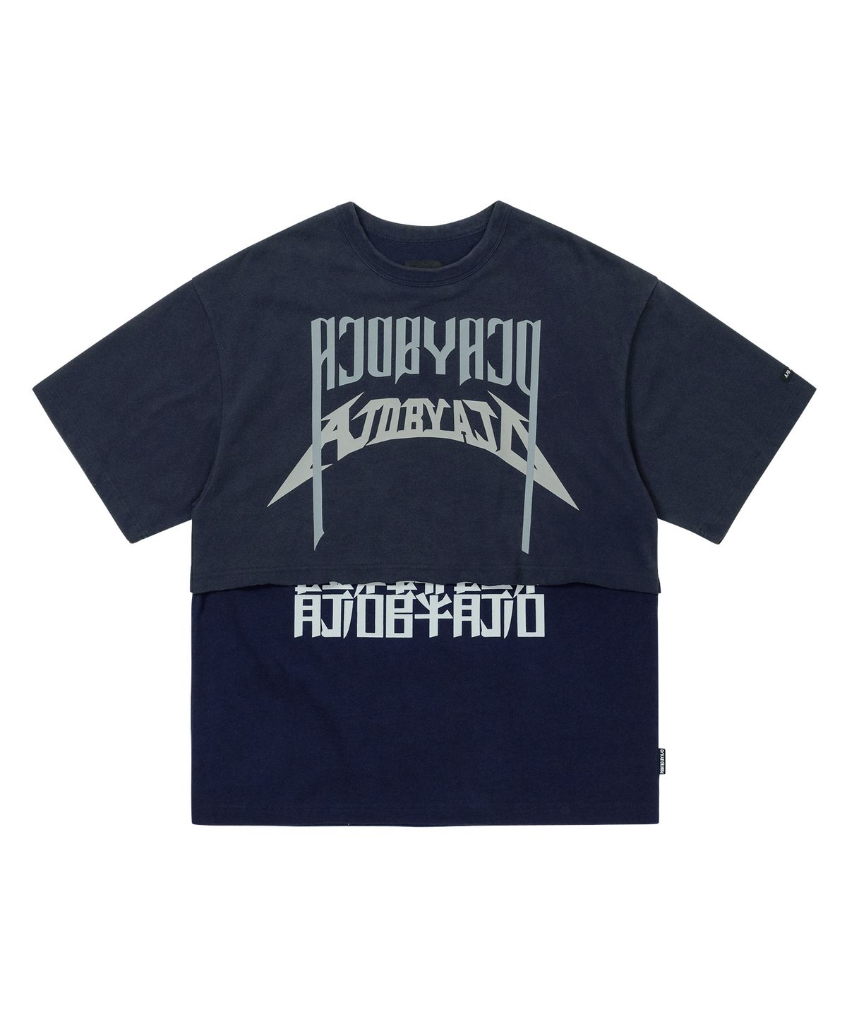 아조바이아조(AJOBYAJO) [PBA] Arch Logo Washed Layered T-Shirt [NAVY]