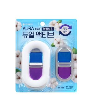 듀얼액티브 화장실방향제 클린 코튼향 6ml 본품 + 리필 1개