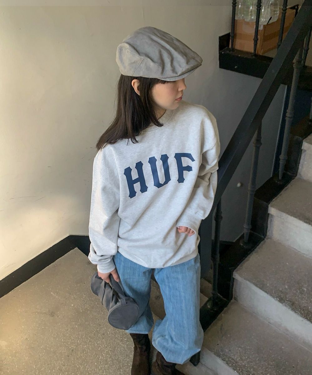 ★HUF★ARCH LOGO CREWNECK★送料・関税込★ユニセックス MUSINSA | HUF ARCH LOGO CREWNECK [GREY]