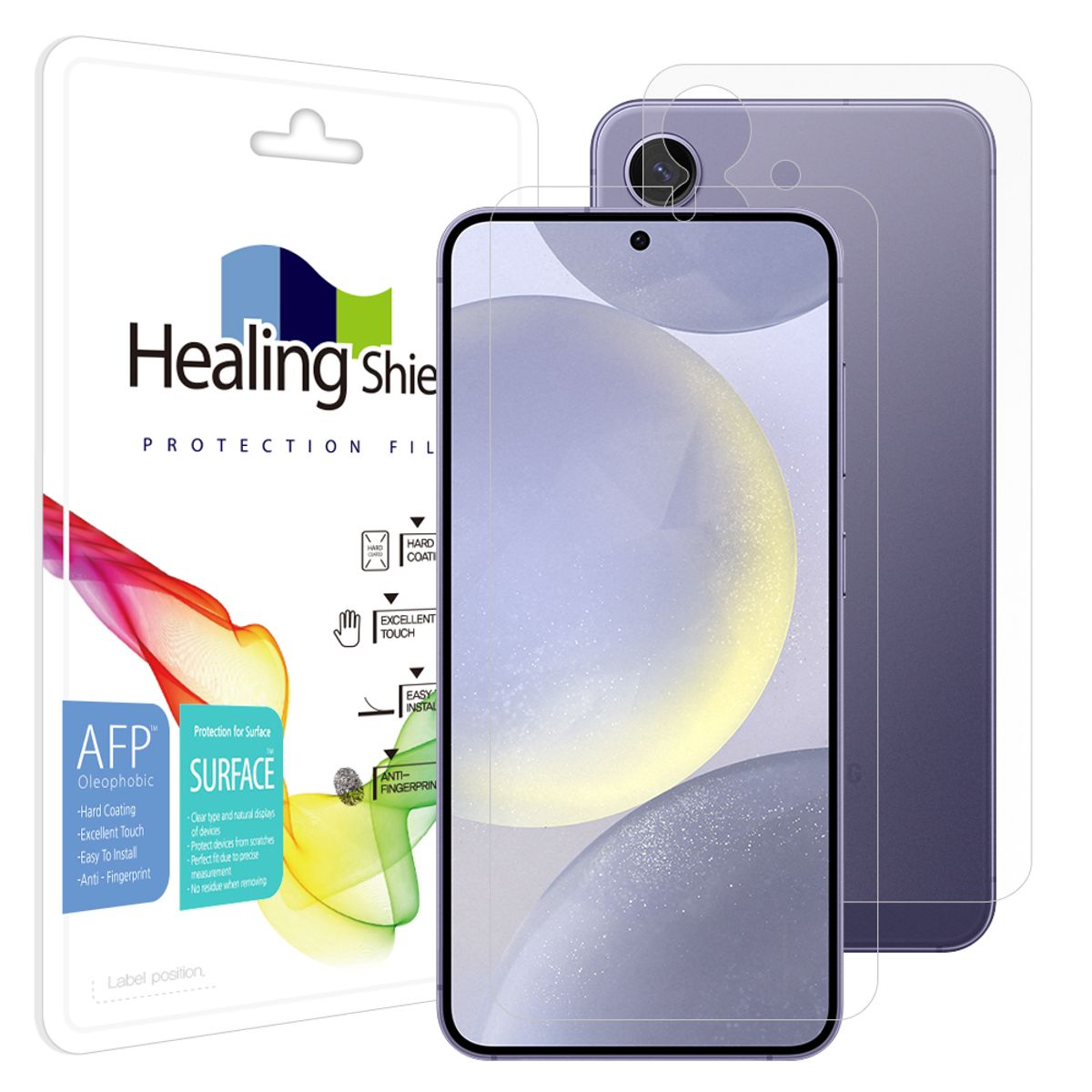 힐링쉴드(HEALINGSHIELD) 갤럭시S24 플러스 올레포빅 액정보호필름 1매 후면1매