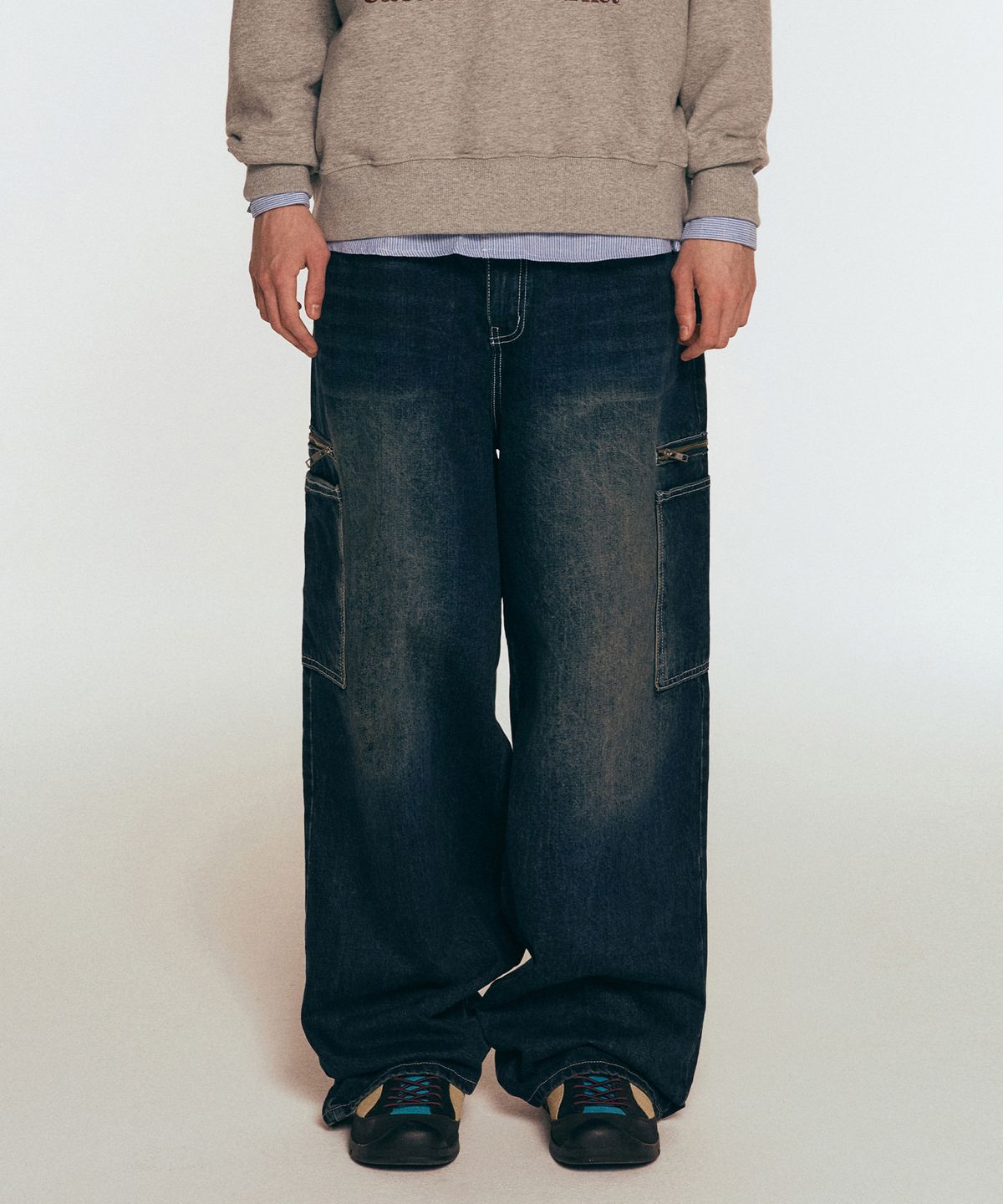 캑터스도넛마켓(CACTUSDONUTMARKET) SIDE ZIPPER POCKET DENIM - INDIGO