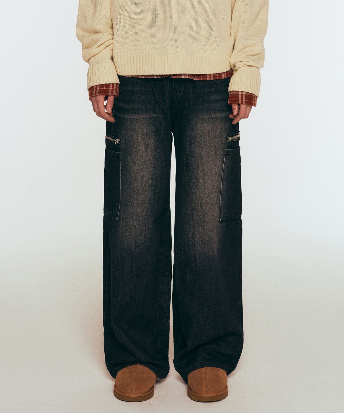 캑터스도넛마켓(CACTUSDONUTMARKET) SIDE ZIPPER POCKET DENIM - BLACK