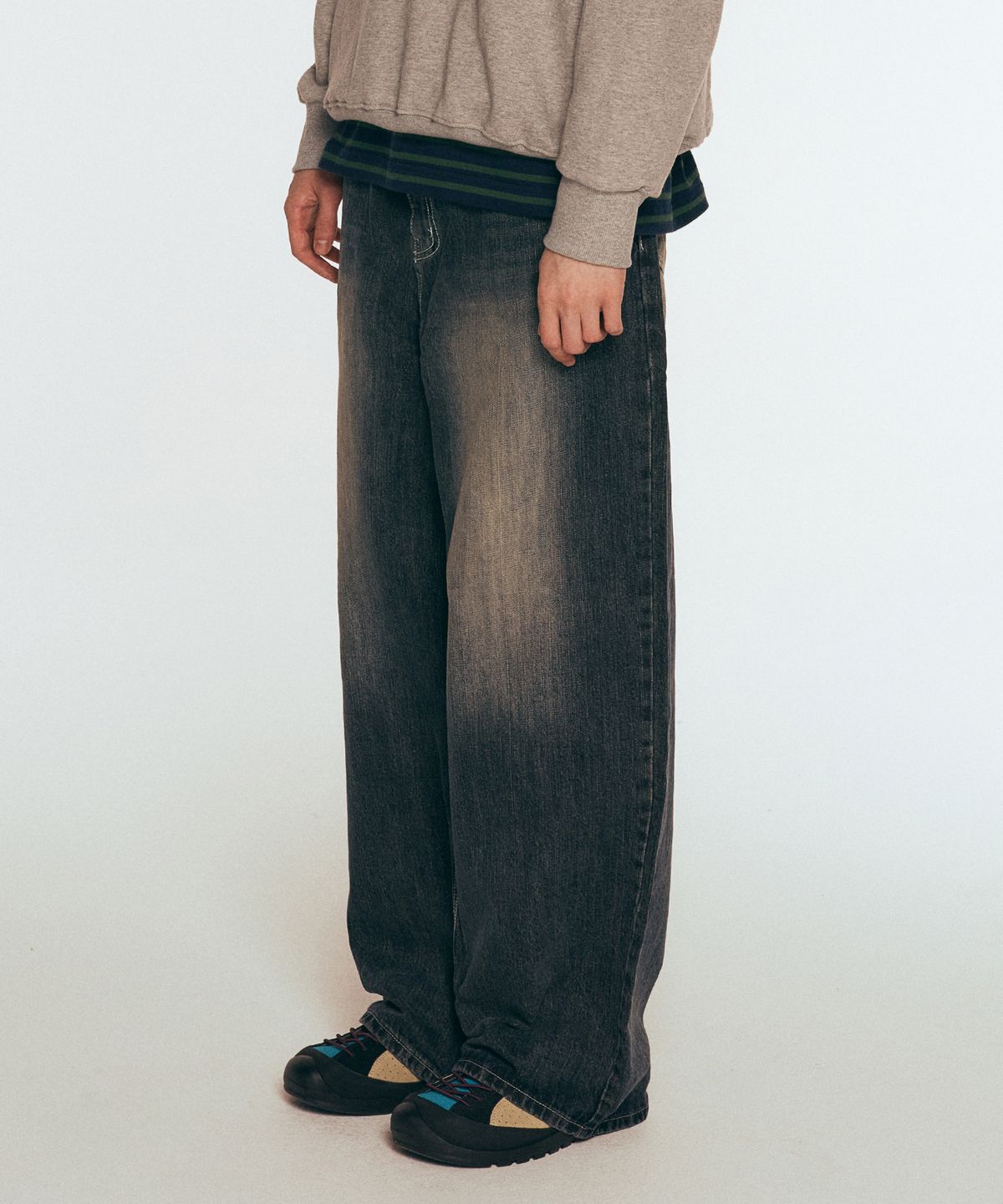 캑터스도넛마켓(CACTUSDONUTMARKET) ELI WIDE DENIM PANTS - SMOKY GRAY
