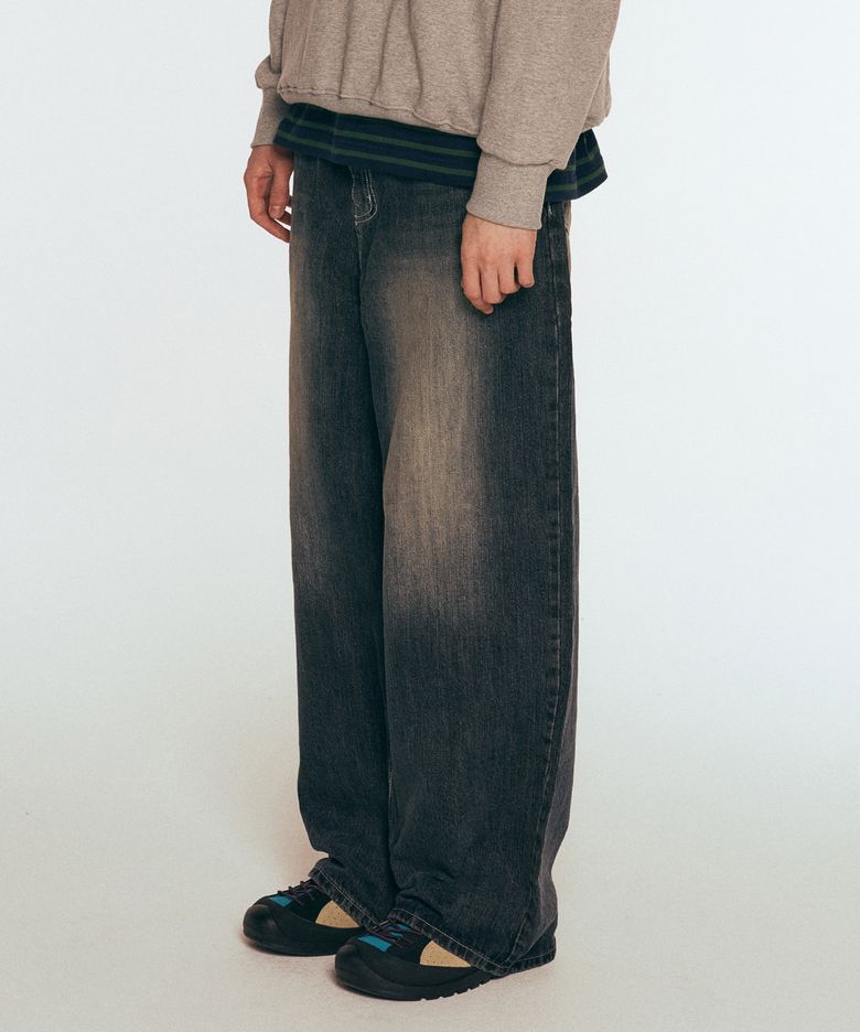 ELI WIDE DENIM PANTS - SMOKY GRAY