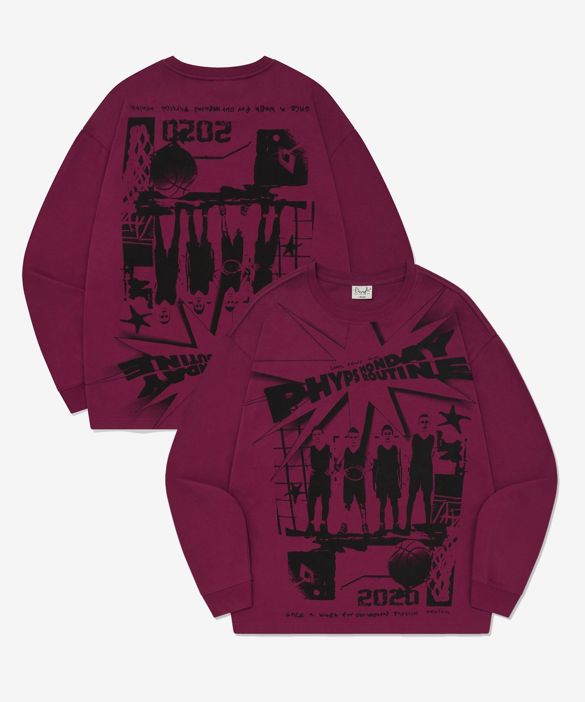 피지컬 디파트먼트(PHYSICAL DEPARTMENT) CARTOON BASKETBALL LS PINK RED