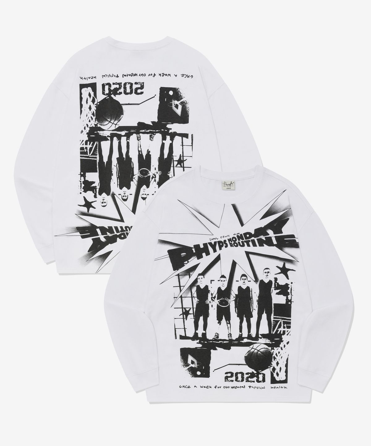 피지컬 디파트먼트(PHYSICAL DEPARTMENT) 카툰 베스킷볼 티셔츠 화이트