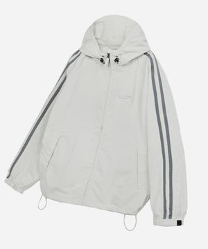 COLOR BLOCK STITCH HOODIE TRACK JACKET IVORY
