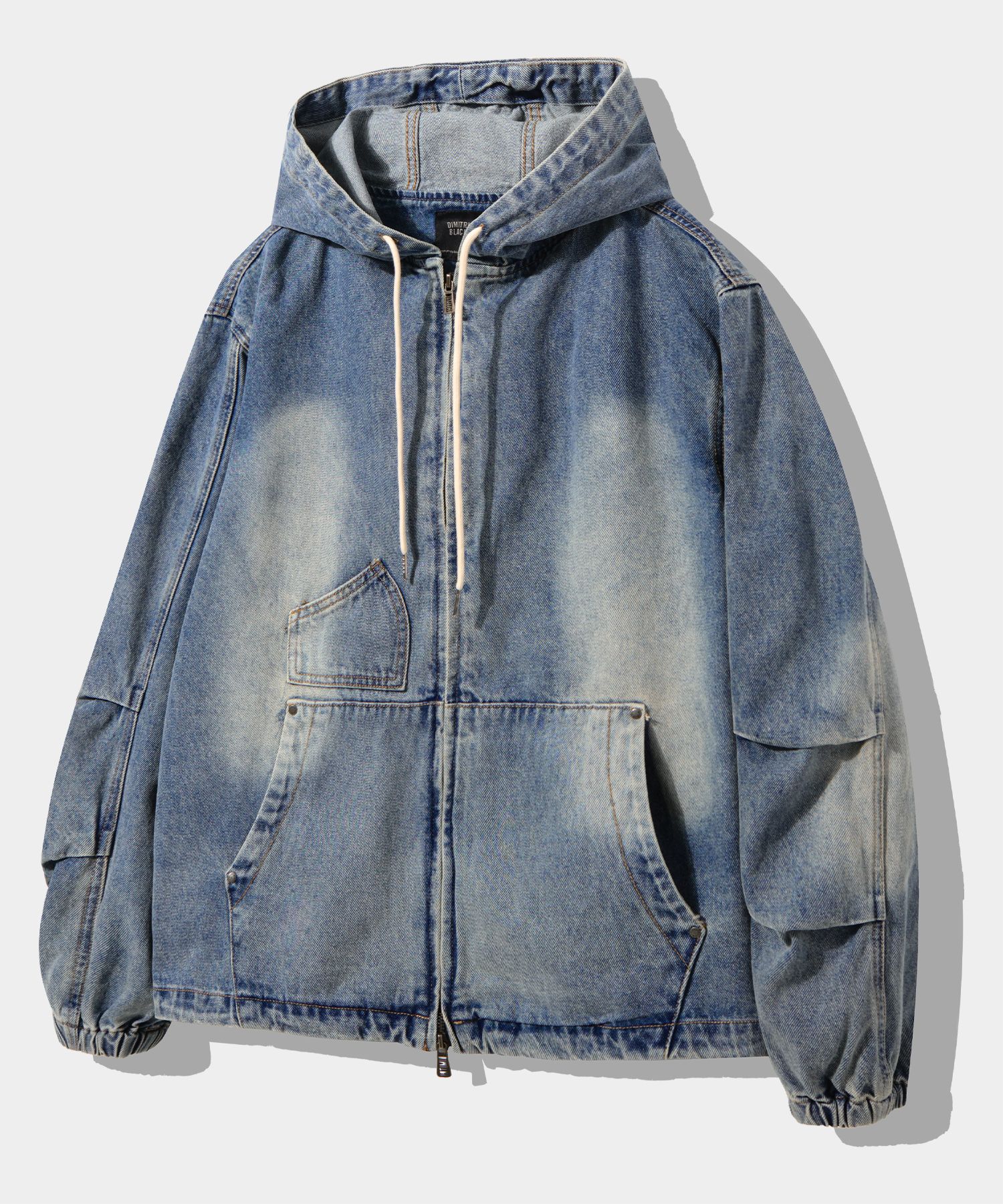 MUSINSA | DIMITRI BLACK Faded Washing OG Denim Hooded Zip-Up_Indigo