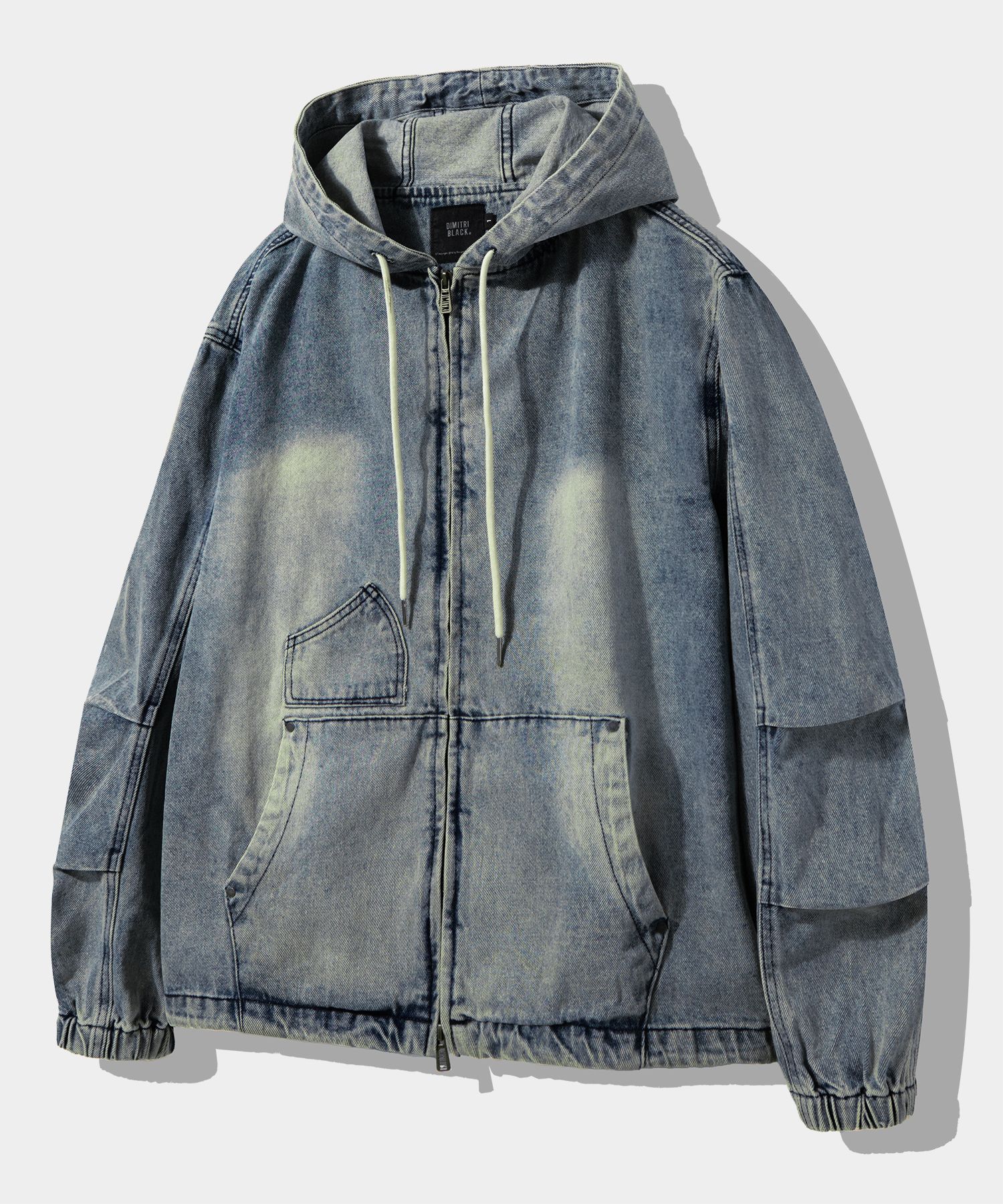 MUSINSA | DIMITRI BLACK FADEWASHING OG DENIM HOODED ZIP-UP_LIGHT