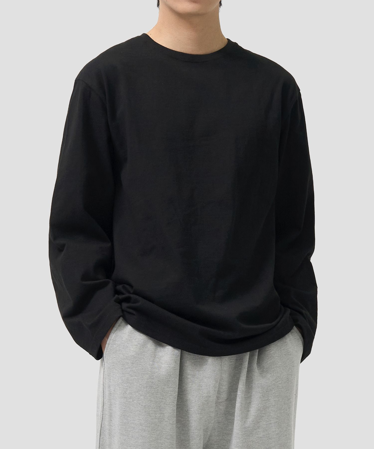 MUSINSA TOFFEE Basic long sleeve t-shirt (BLACK)