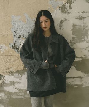handmade wool half coat-charcoal