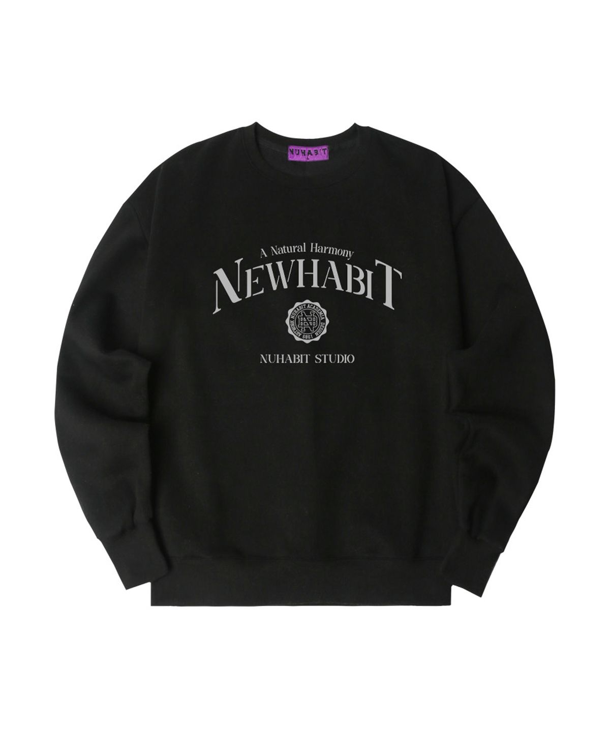 뉴해빗(NUHABIT) N/H CLASSIC CLICHE 오버핏 기모 맨투맨_블랙 (SOM4-4NH1197)
