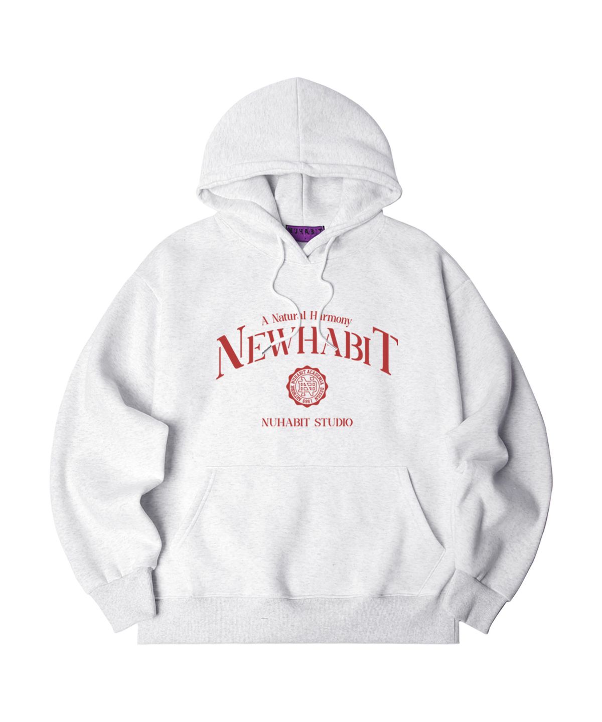 뉴해빗(NUHABIT) N/H CLASSIC CLICHE 오버핏 기모 후드_멜란지화이트 (SOH4-4NH1197)
