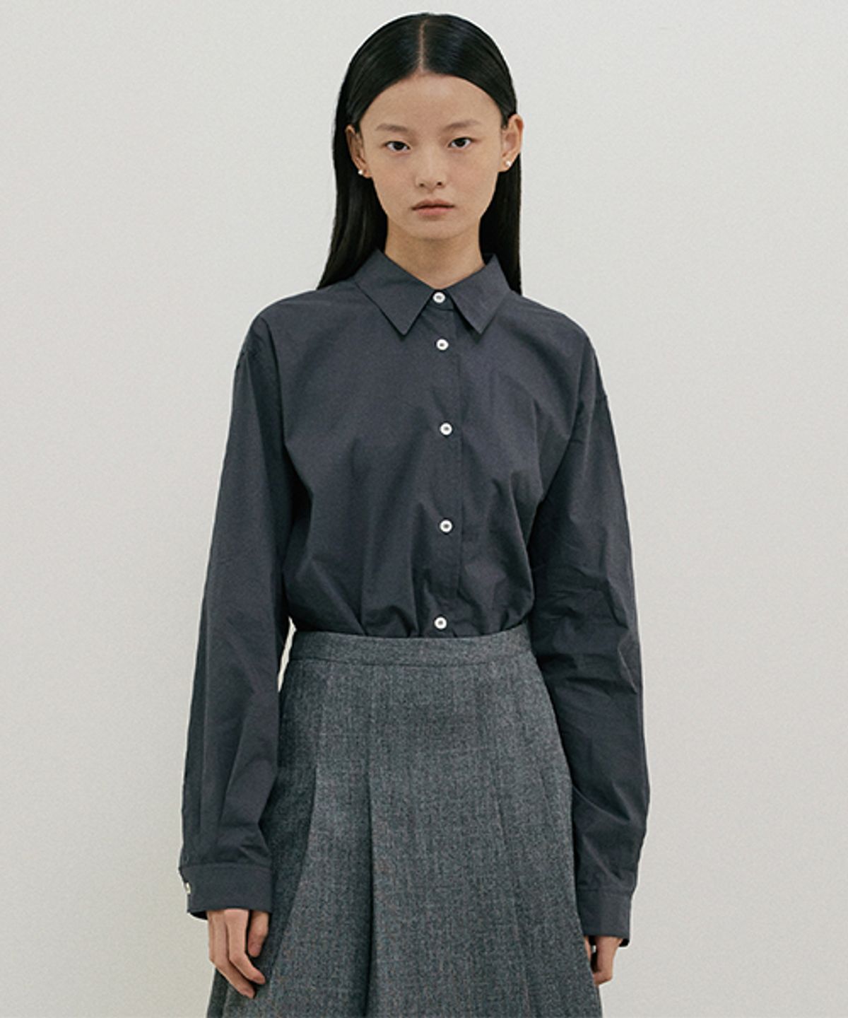 링서울(LINGSEOUL) bio poplin shirt-charcoal