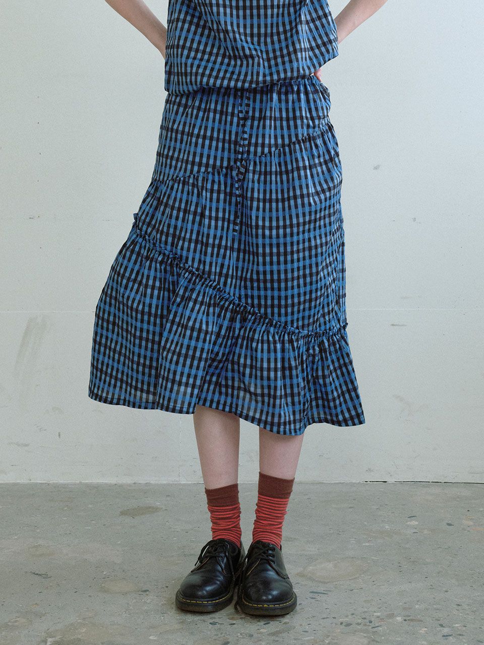 スカート [ENZO BLUES] Shirring Banding Skirt : 2color MUSINSA公式 | ENZO BLUES Shirring banding skirt (Blue)