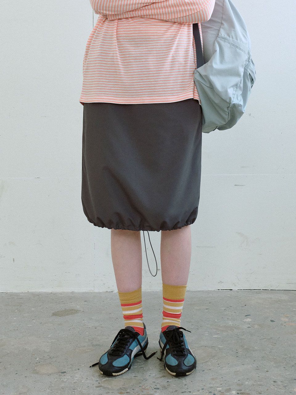 スカート [ENZO BLUES] Shirring Banding Skirt : 2color MUSINSA | ENZO BLUES Mesh two-tone banding skirt (Brown)