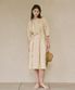 voluminous shirring dress-beige