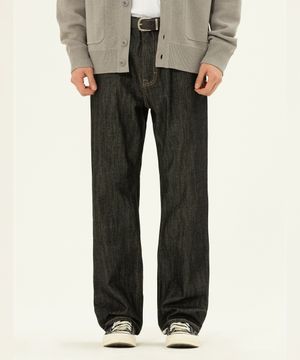 맨 스트레이트핏 RAW 데님 팬츠 블랙