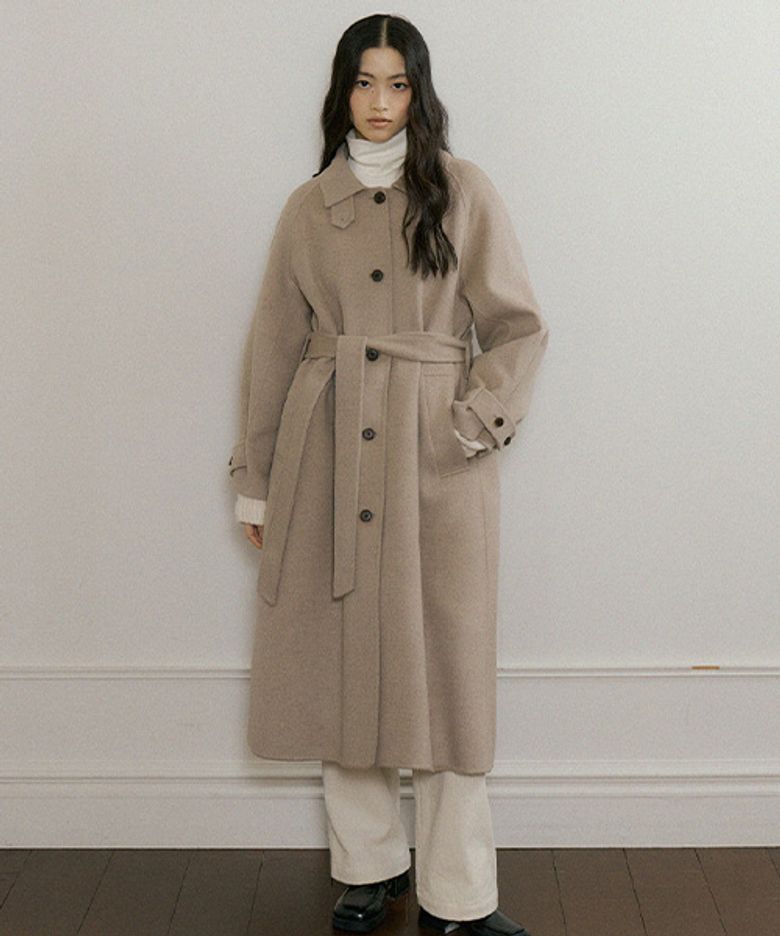handmade wool trench coat-oatmeal