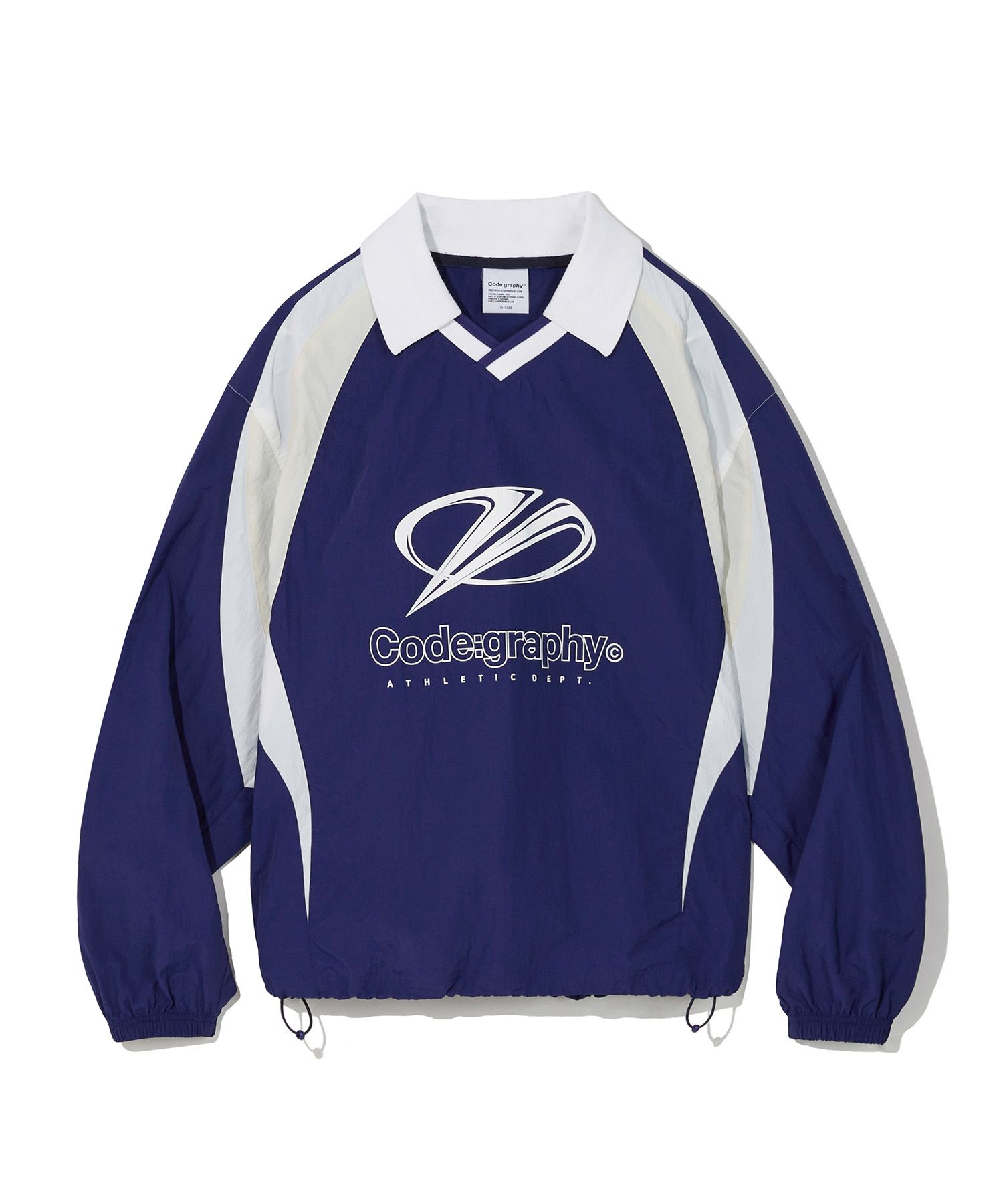 ★2024新作★CODE GRAPHY★SPARE LOGO NYLON COLLAR SWEATSHIRT MUSINSA | Codegraphy Spare logo nylon collar sweatshirt_navy