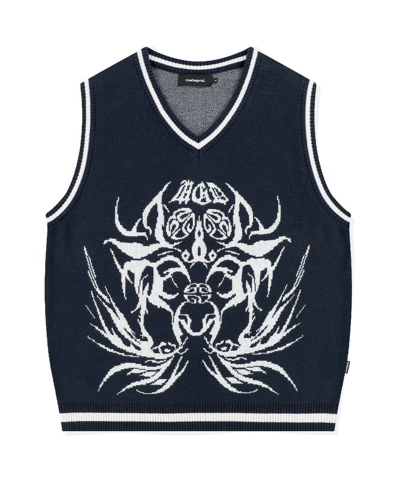 ECLIPSE TRIBAL KNIT VEST NAVY(MG2ESMK602A)
