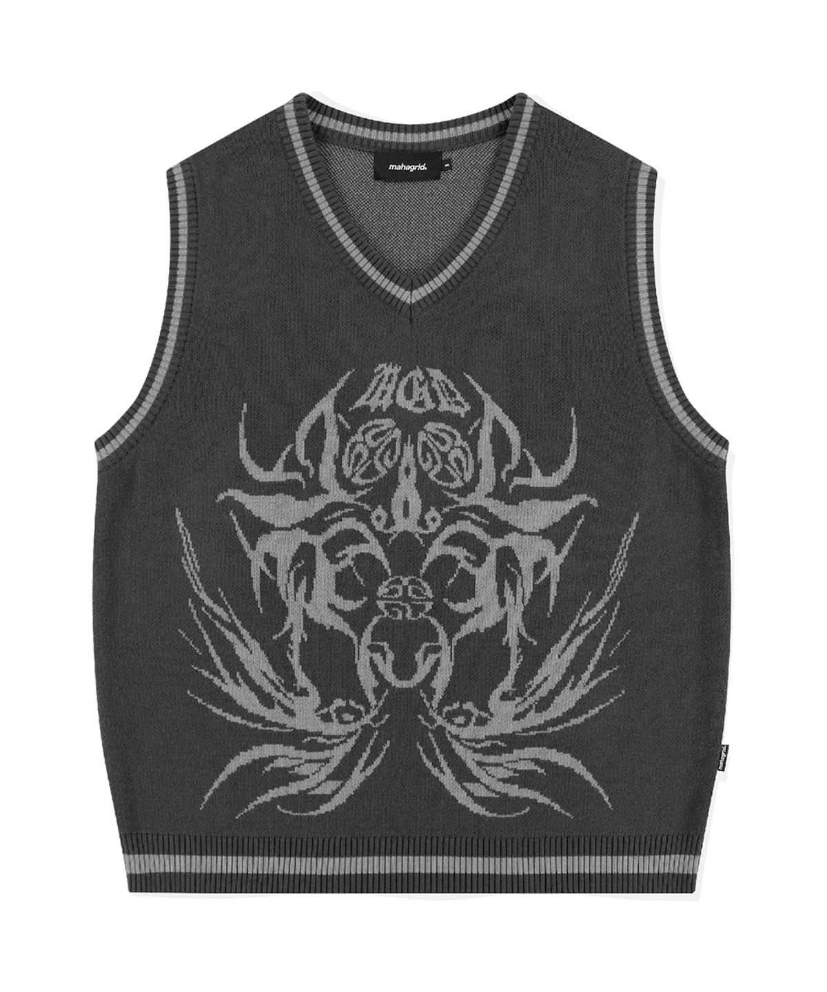 마하그리드(MAHAGRID) ECLIPSE TRIBAL KNIT VEST CHARCOAL(MG2ESMK602A)
