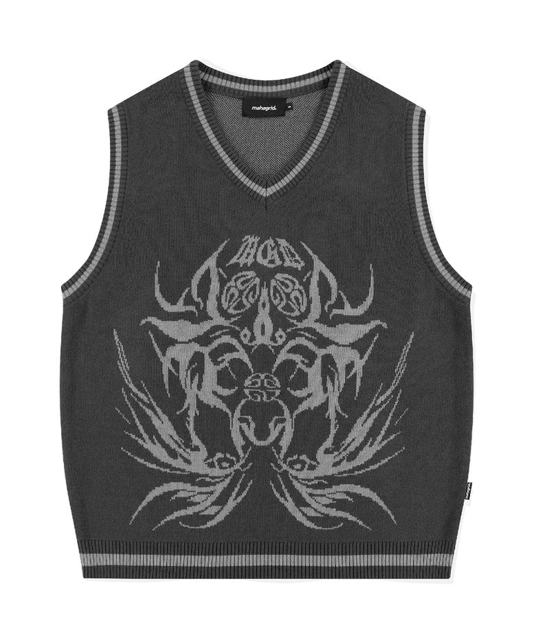 ECLIPSE TRIBAL KNIT VEST CHARCOAL(MG2ESMK602A)