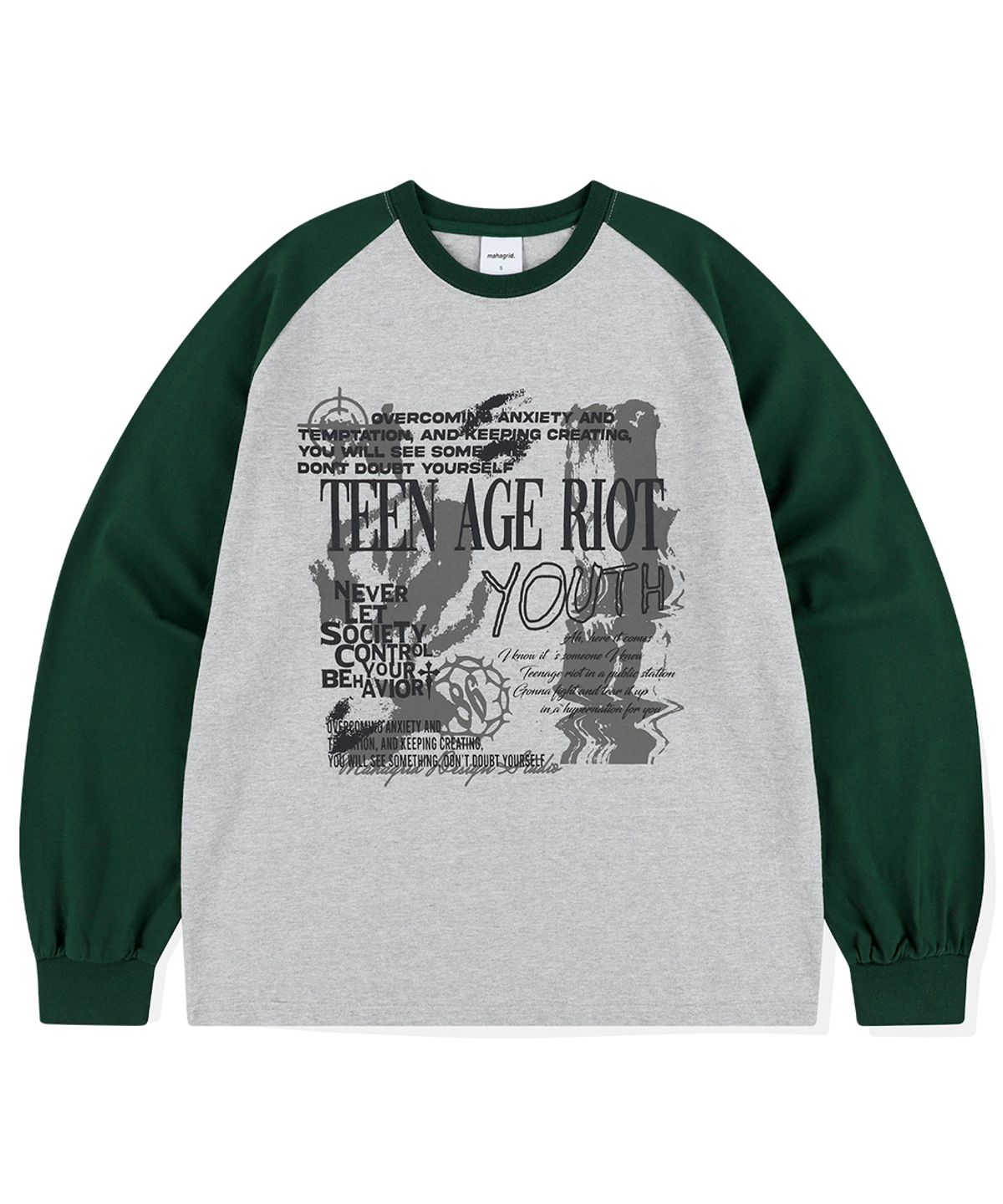 마하그리드(MAHAGRID) YOUTH RAGLAN LS TEE GREY(MG2ESMT566A)