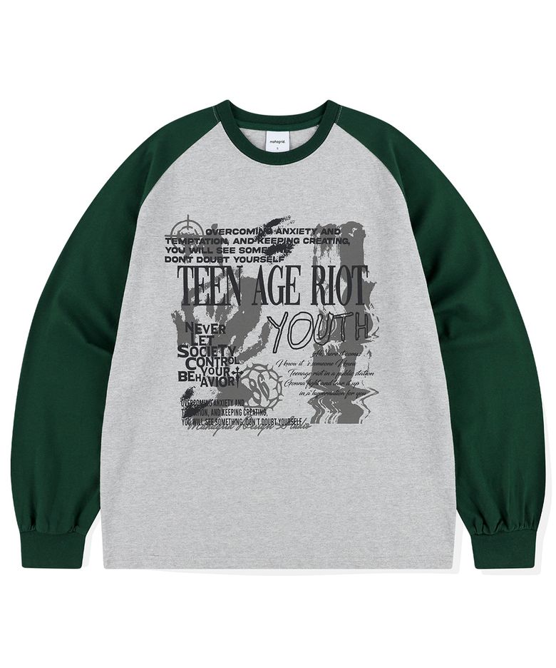 YOUTH RAGLAN LS TEE GREY(MG2ESMT566A)