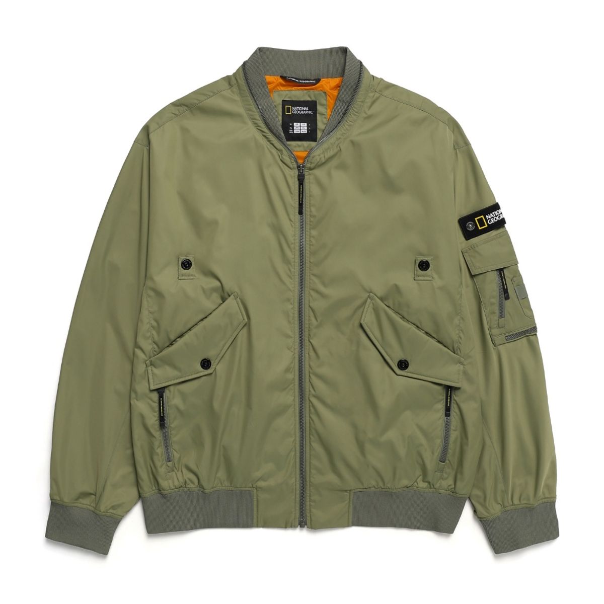 내셔널지오그래픽(NATIONALGEOGRAPHIC) N241MJP901 헬리아카 세미 오버핏 MA-1 항공점퍼 LICHEN KHAKI