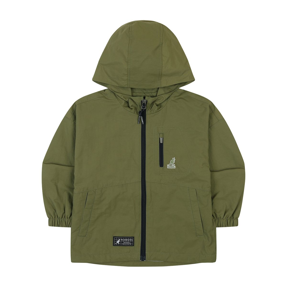 캉골키즈(KANGOL KIDS) 체스트 포켓 포인트 후디드 점퍼 QA 0008 카키/AQACJP00080KH