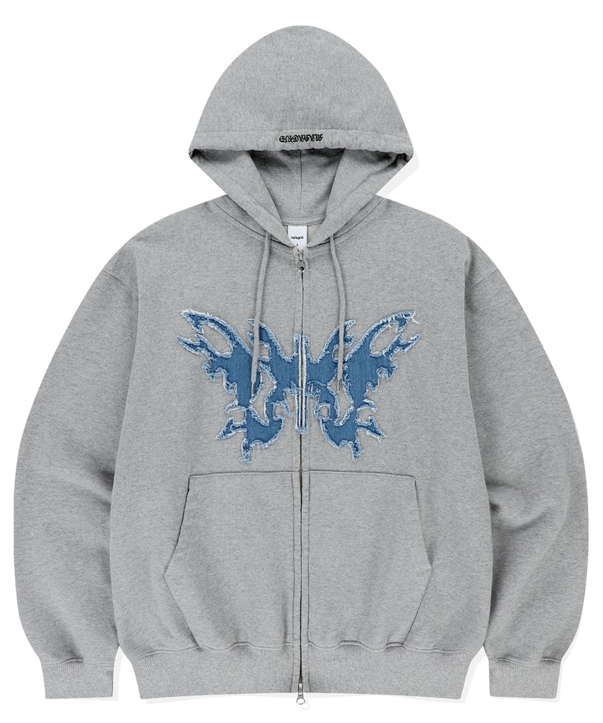마하그리드(MAHAGRID) BUTTERFLY APPLIQUE HOOD ZIP-UP GREY(MG2ESMM413A)