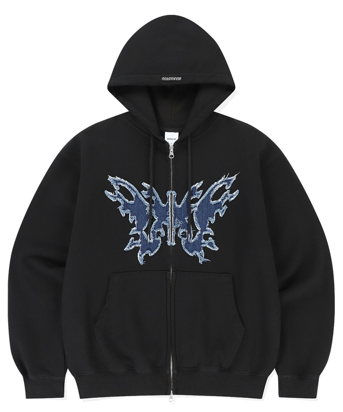 마하그리드(MAHAGRID) BUTTERFLY APPLIQUE HOOD ZIP-UP BLACK(MG2ESMM413A)