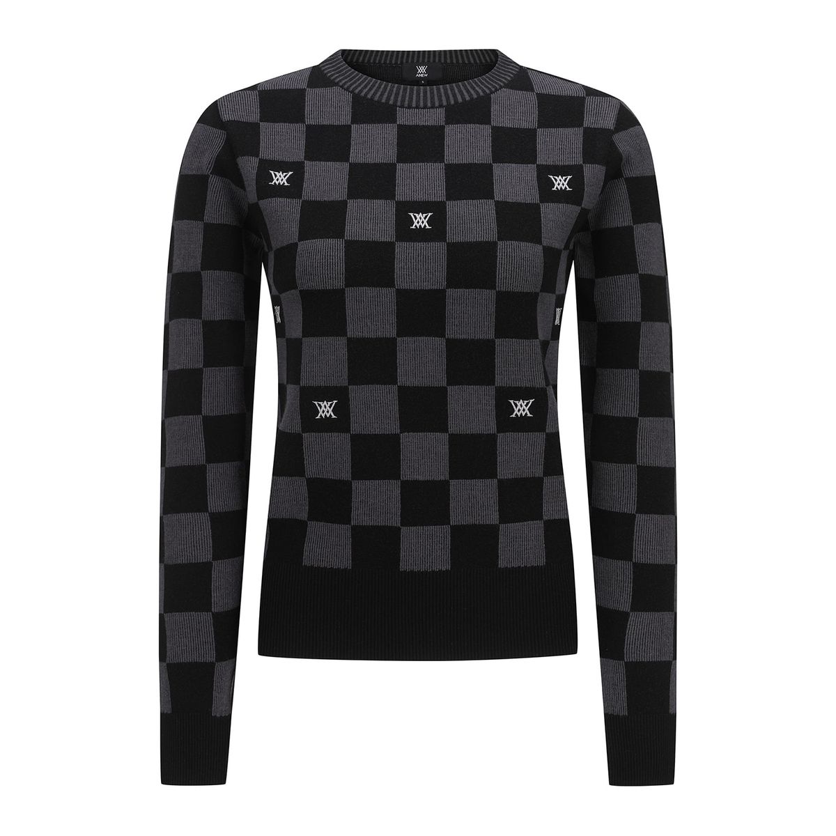어뉴골프(ANEW GOLF) WOMEN CHECK BOARD PULLOVER_BK