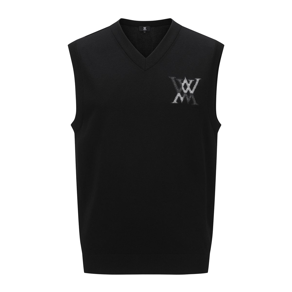 어뉴골프(ANEW GOLF) MEN CHECK BOARD V NECK VEST_BK