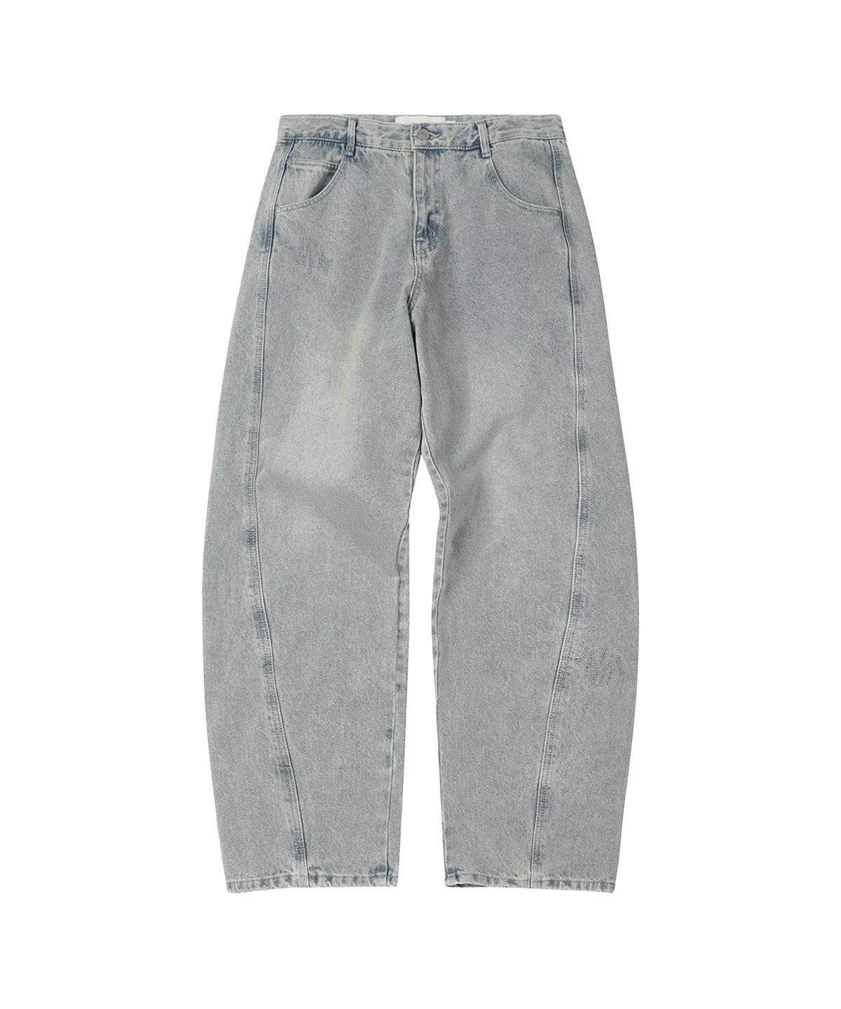 세컨모놀로그(SECONDMONO) Curved Stitch Wide Denim Pants [LBLUE]_SEPT038LBLUE