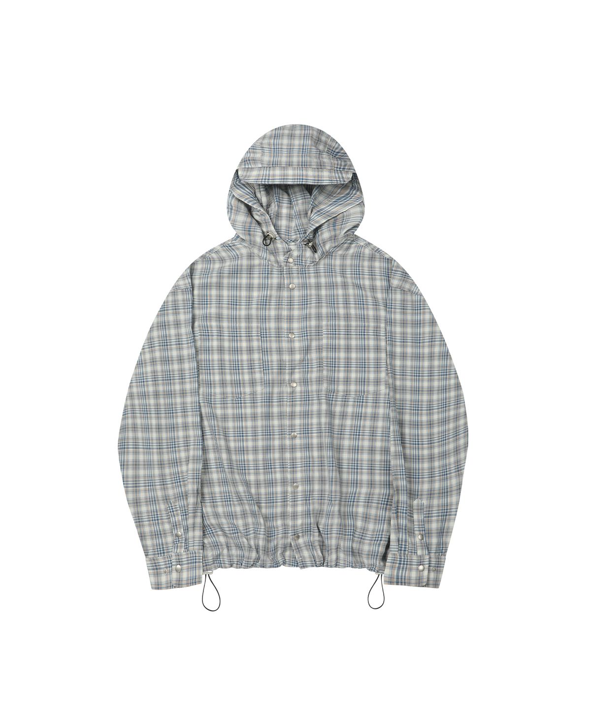 세컨모놀로그(SECONDMONO) Check Snap Hooded Jacket [BLUE]_SEJK011BLUE
