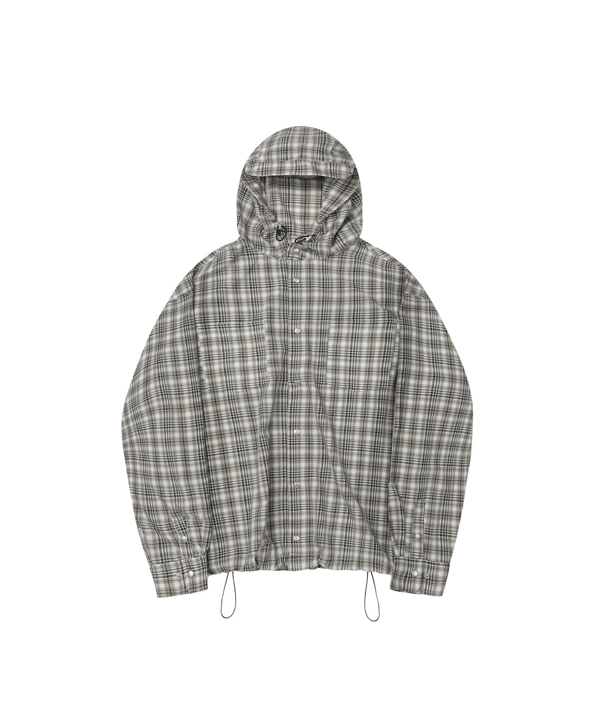 세컨모놀로그(SECONDMONO) Check Snap Hooded Jacket [BEIGE]_SEJK011BEIGE